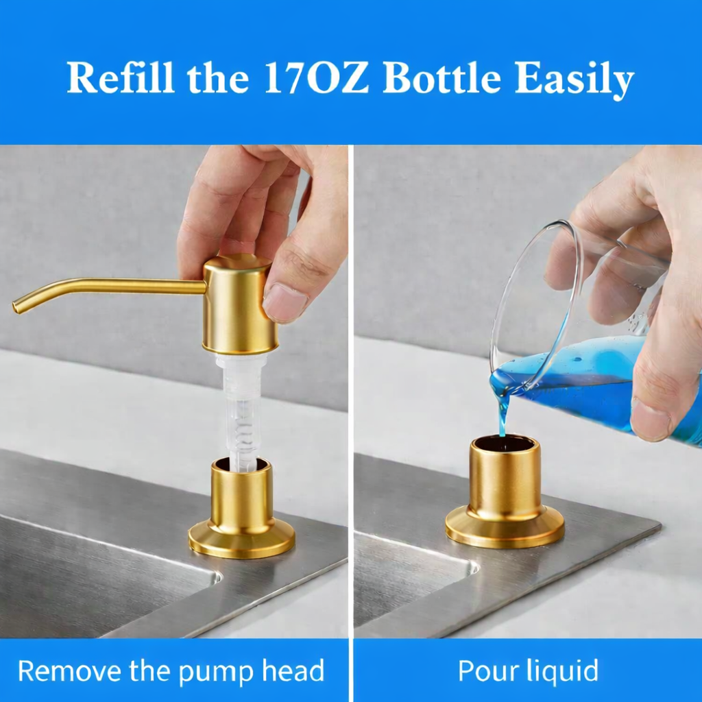 Soap & Lotion Dispenser – Shiny Gold Finish | MAX Faucets MP-12111-G