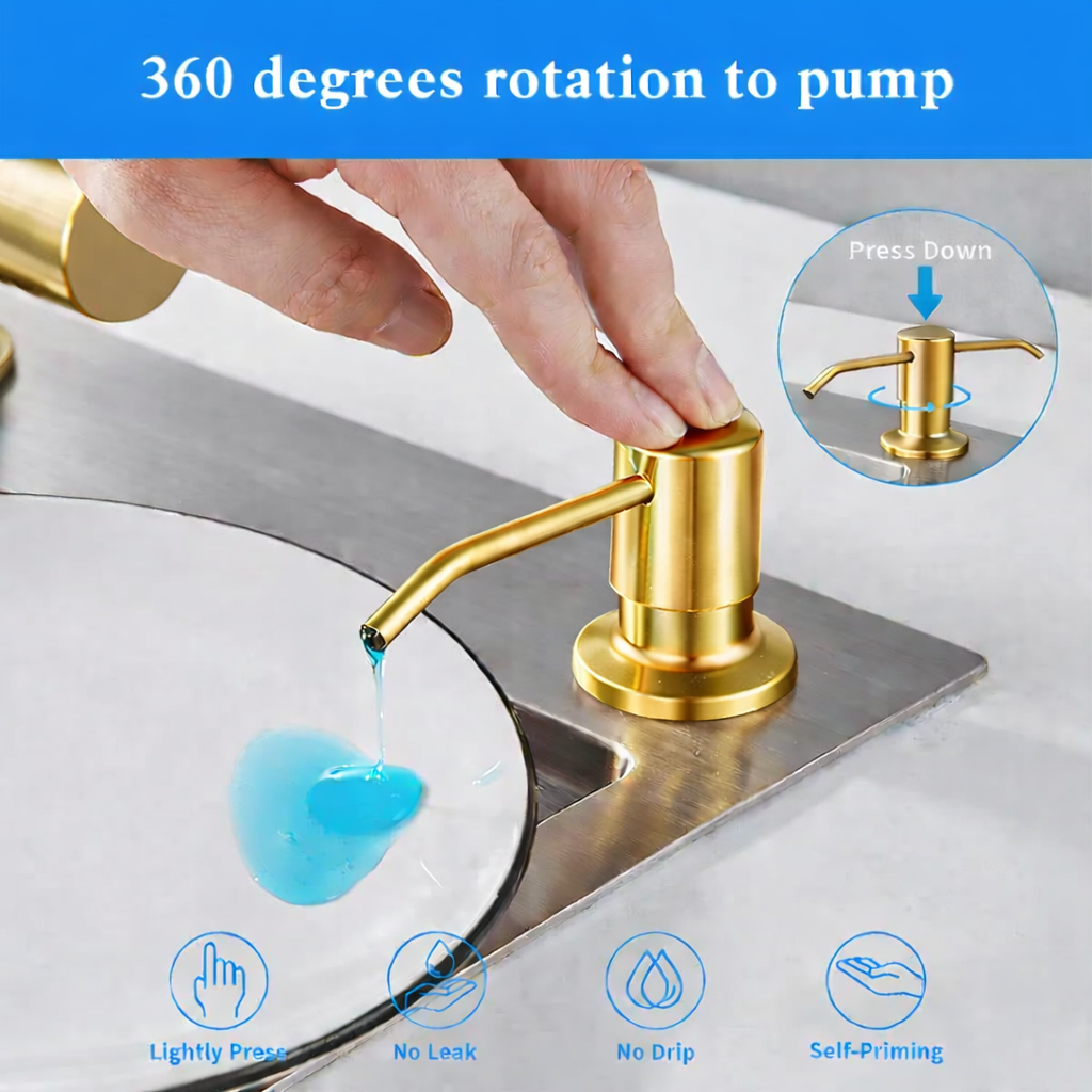 Soap & Lotion Dispenser – Shiny Gold Finish | MAX Faucets MP-12111-G