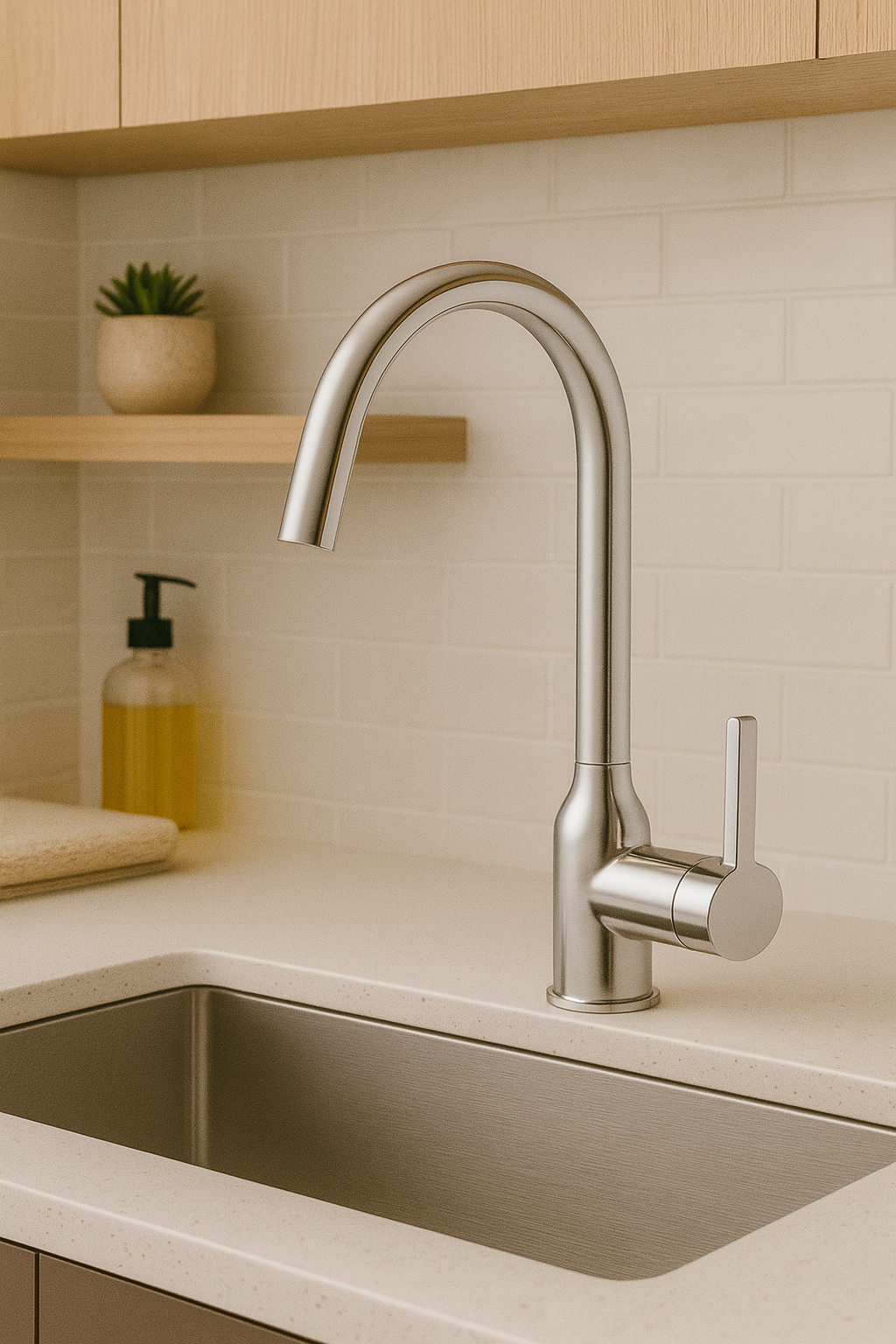 Swivel Kitchen Faucet – Single Handle, 15" Height, Chrome Finish | MAX Faucets HM-AF532-C 