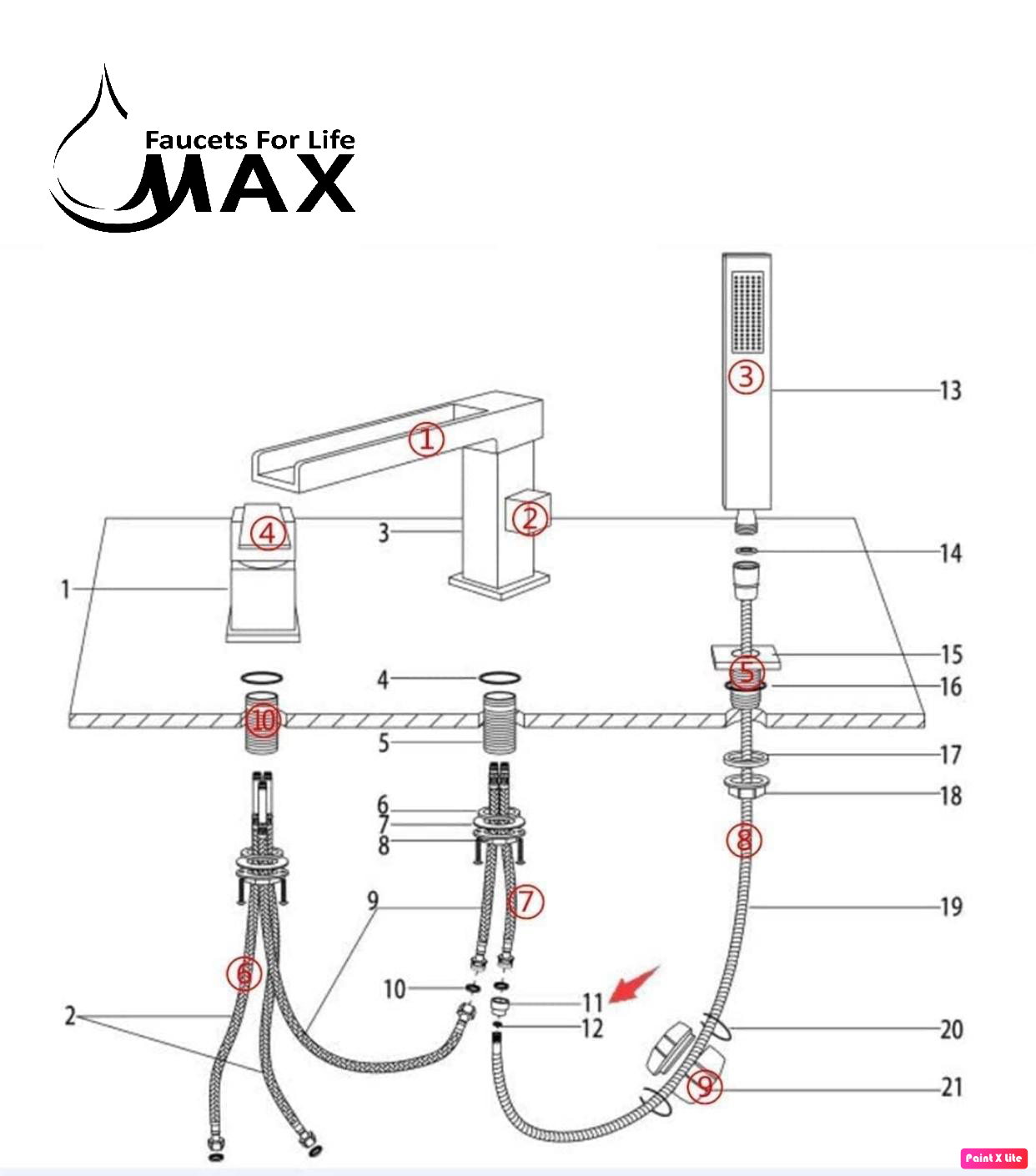 Roman Tub-Filler With Handshower Single Handle Waterfall Spout Deck Mounted Chrome Finish