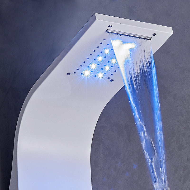 Thermostatic Rainfall Shower Panel System – 6 Functions with 8 Massage Jets, Handheld Shower & Digital Display | White Finish BM-SP12611-W
