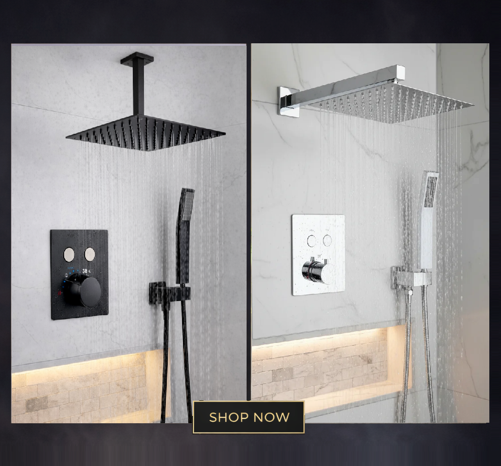 Thermostatic shower system with precise temperature control and rainfall shower head