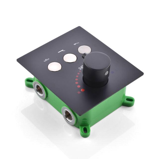 Thermostatic Shower Valve Three Functions, Pressure Balance Valve Matte Black Finish