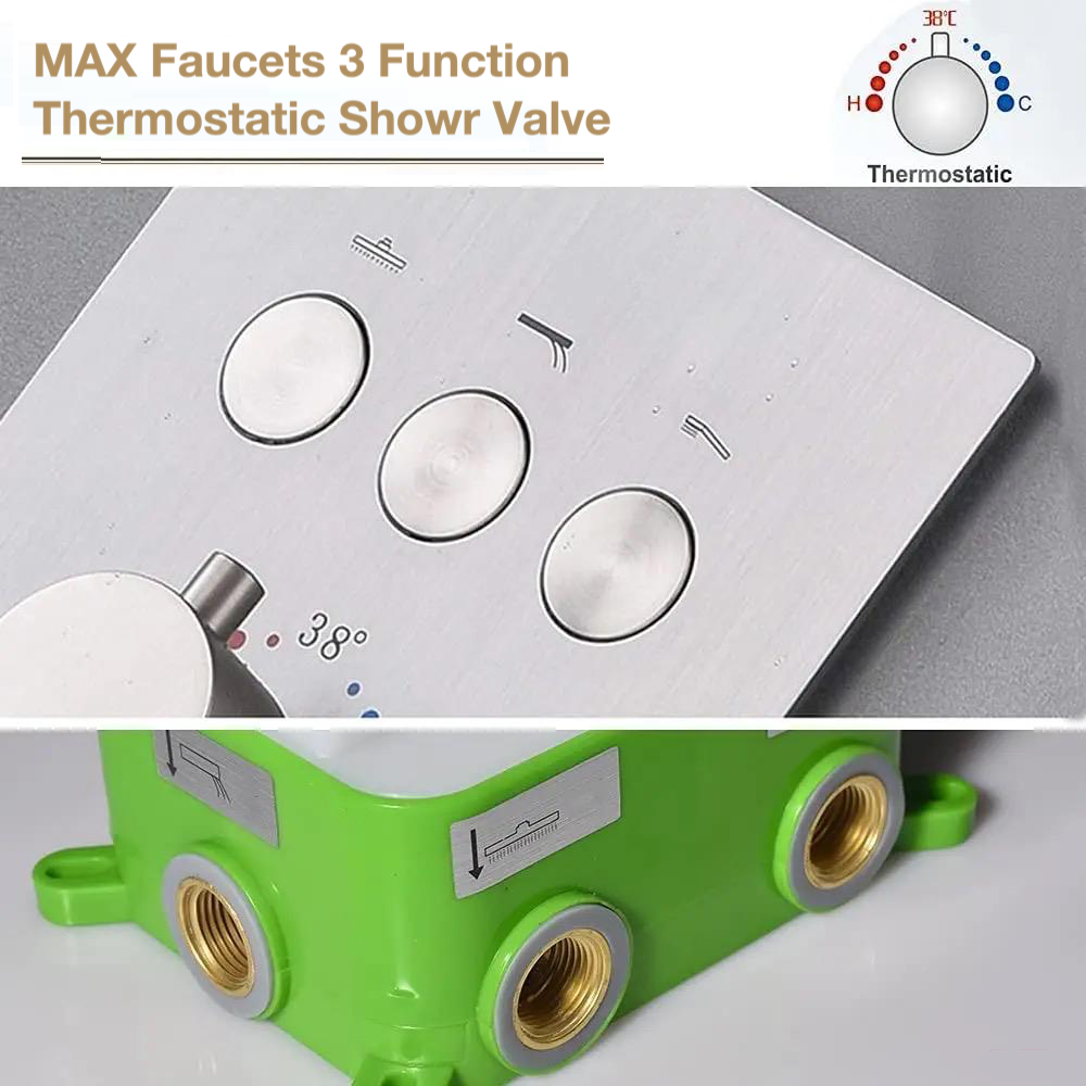 MAX Faucets | Thermostatic shower valve brushed nickel YM-73337THV-BN