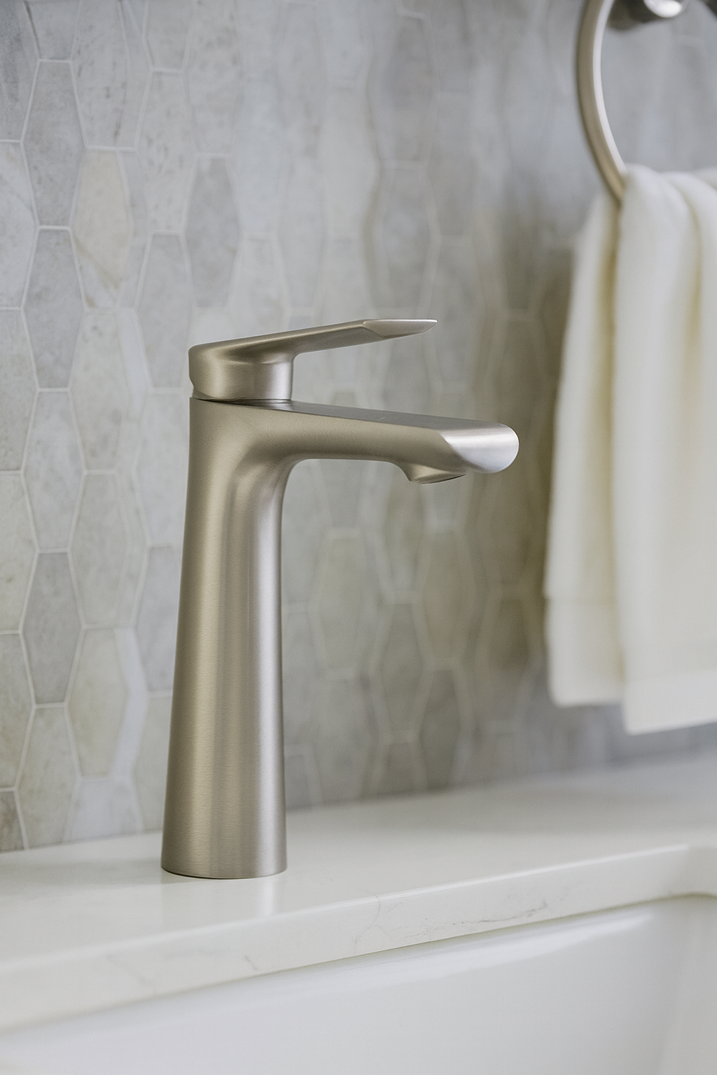 Vessel Sink Bathroom Faucet – Ultra Thin Spout 10" Brushed Nickel Finish HM-TS1109V-BN