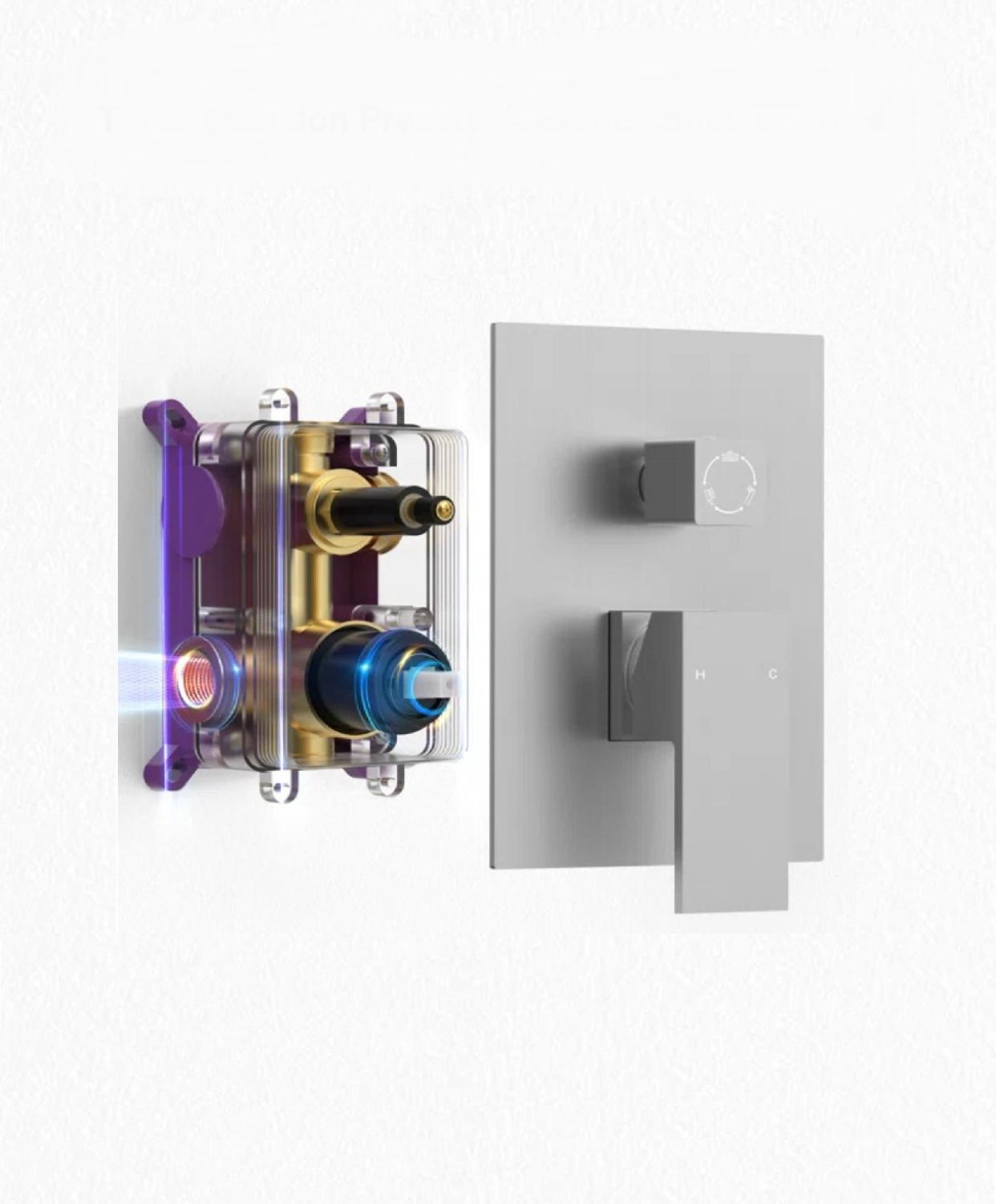 Bathtub-Shower System Two Function Swirling Spout With Pressure-Balance Valve Brushed Nickel Finish Square Design