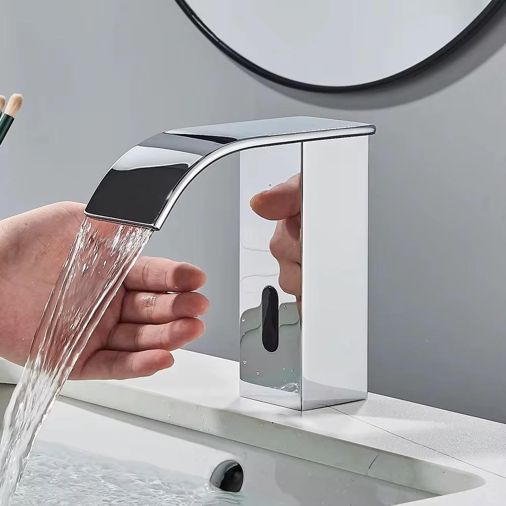 MAX Faucets Modern Touchless Bathroom Faucet – Chrome Finish Hot & Cold with Thermostatic Valve Control