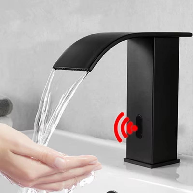 MAX Faucets Modern Touchless Bathroom Faucet – Matte Black Finish Hot & Cold with Thermostatic Valve Control