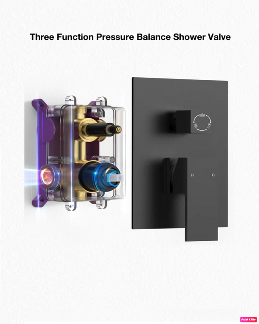 Three Function Pressure Balance Shower Valve Matte Black