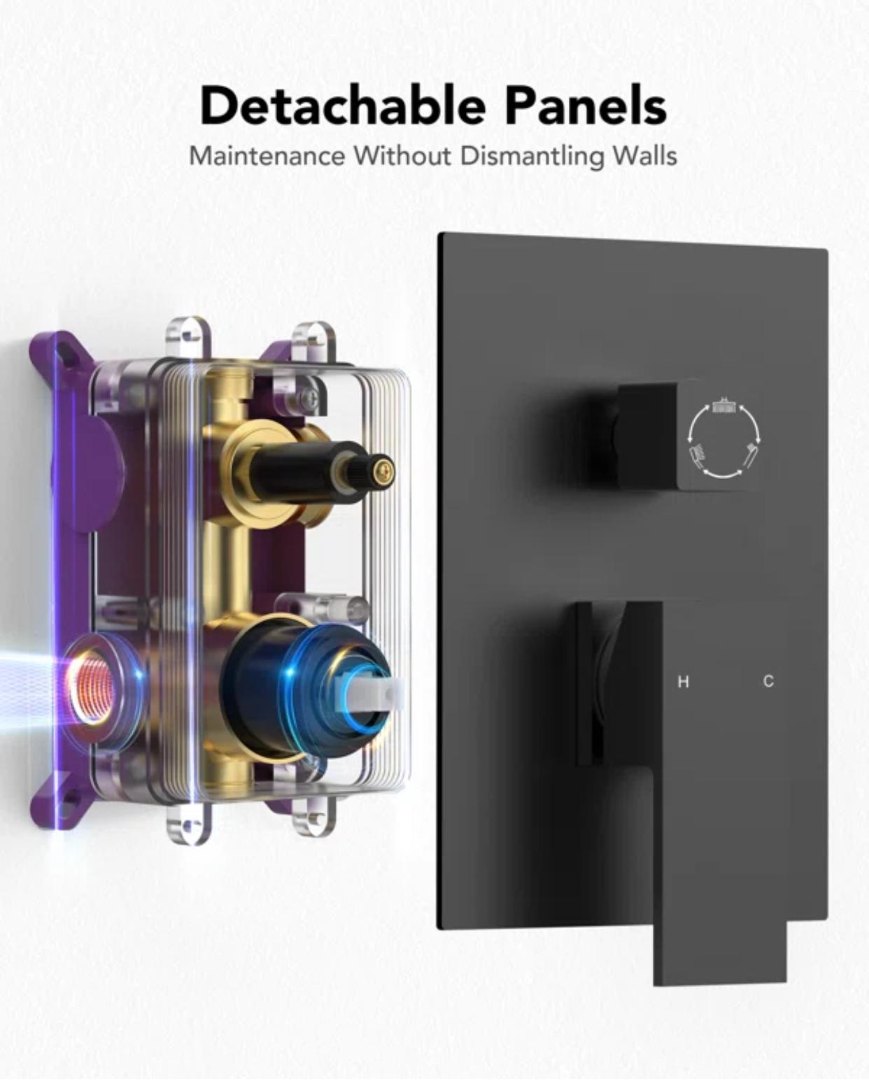 Three Function Pressure Balance Shower Valve Matte Black