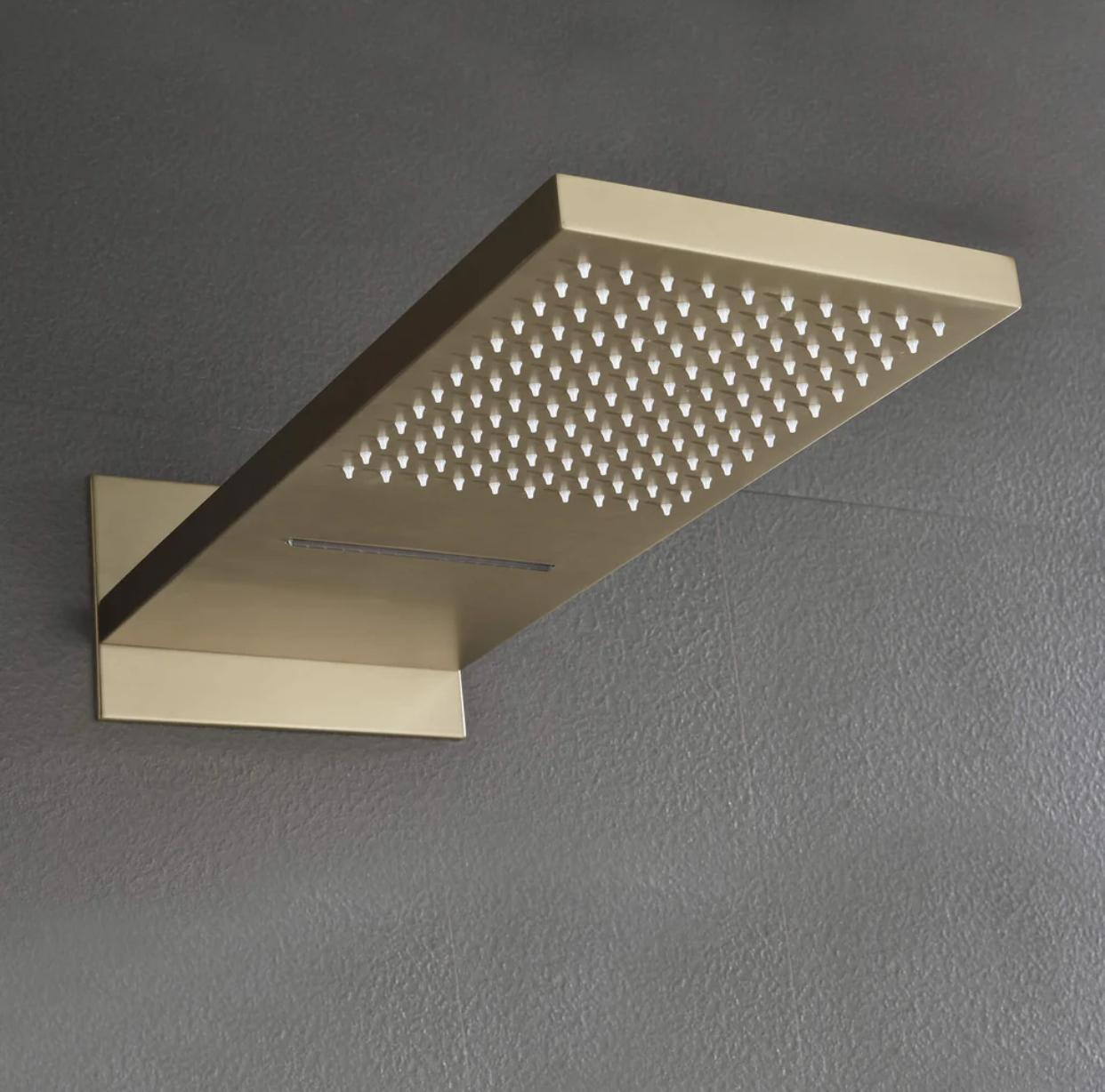 Thermostatic Shower System Set – Waterfall & Rainfall Showerhead, Three Functions with Pressure Balance Valve (Brushed Gold) | MAX Faucets