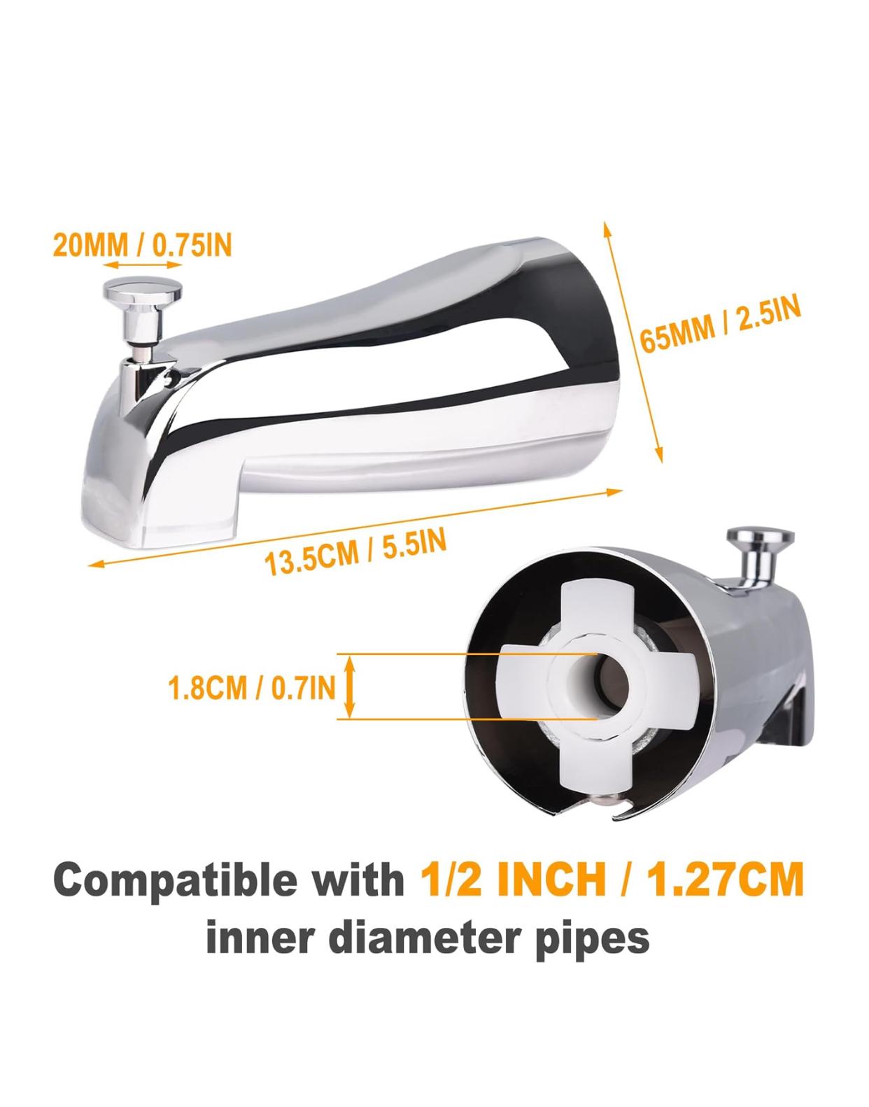 MAX Faucets | Tub Filler Spout 5" With Diverter - Brushed Nickel