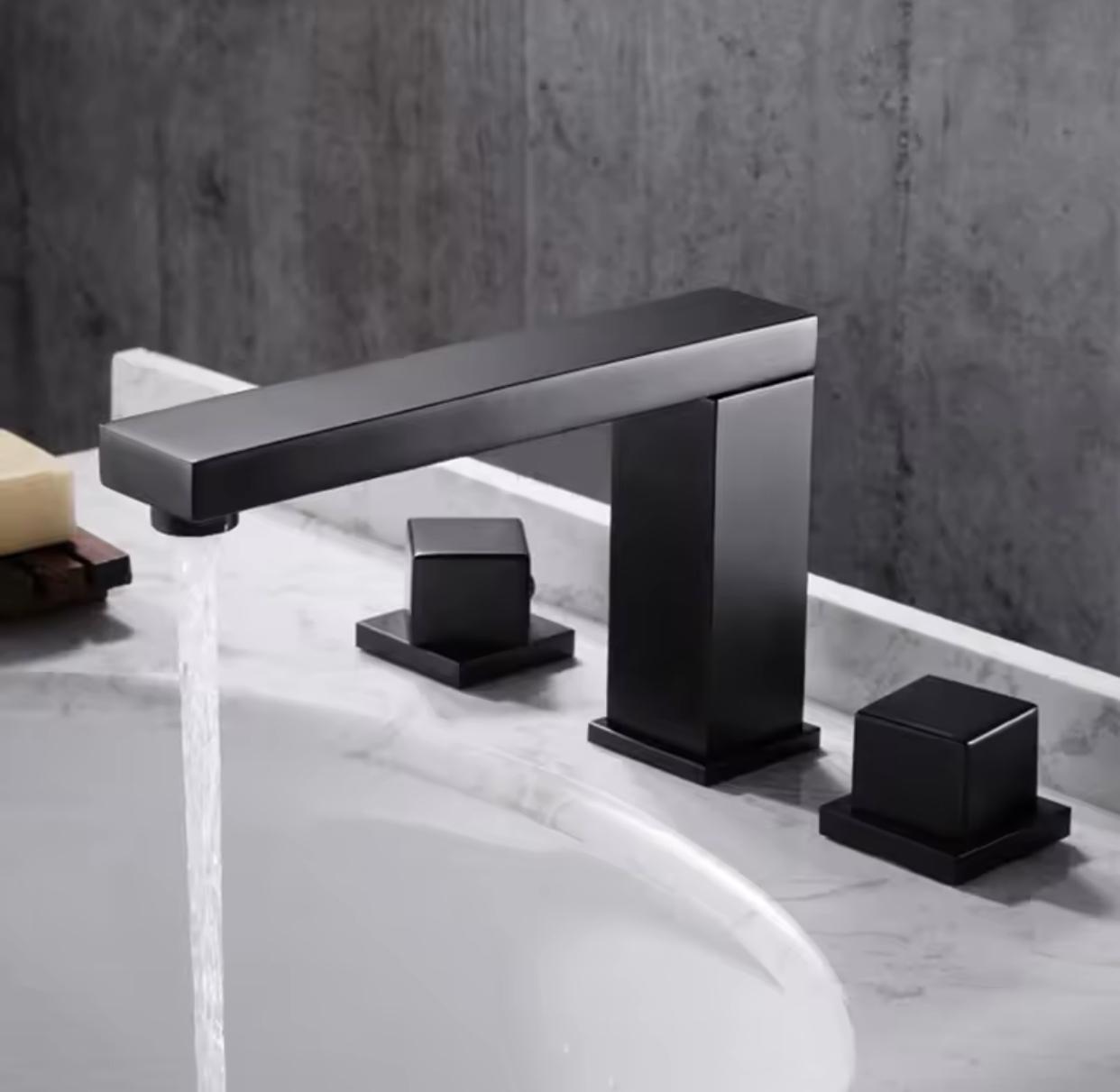 MAX Faucets | Matte Black Two-Handle Widespread Bathroom Faucet – Modern & Durable