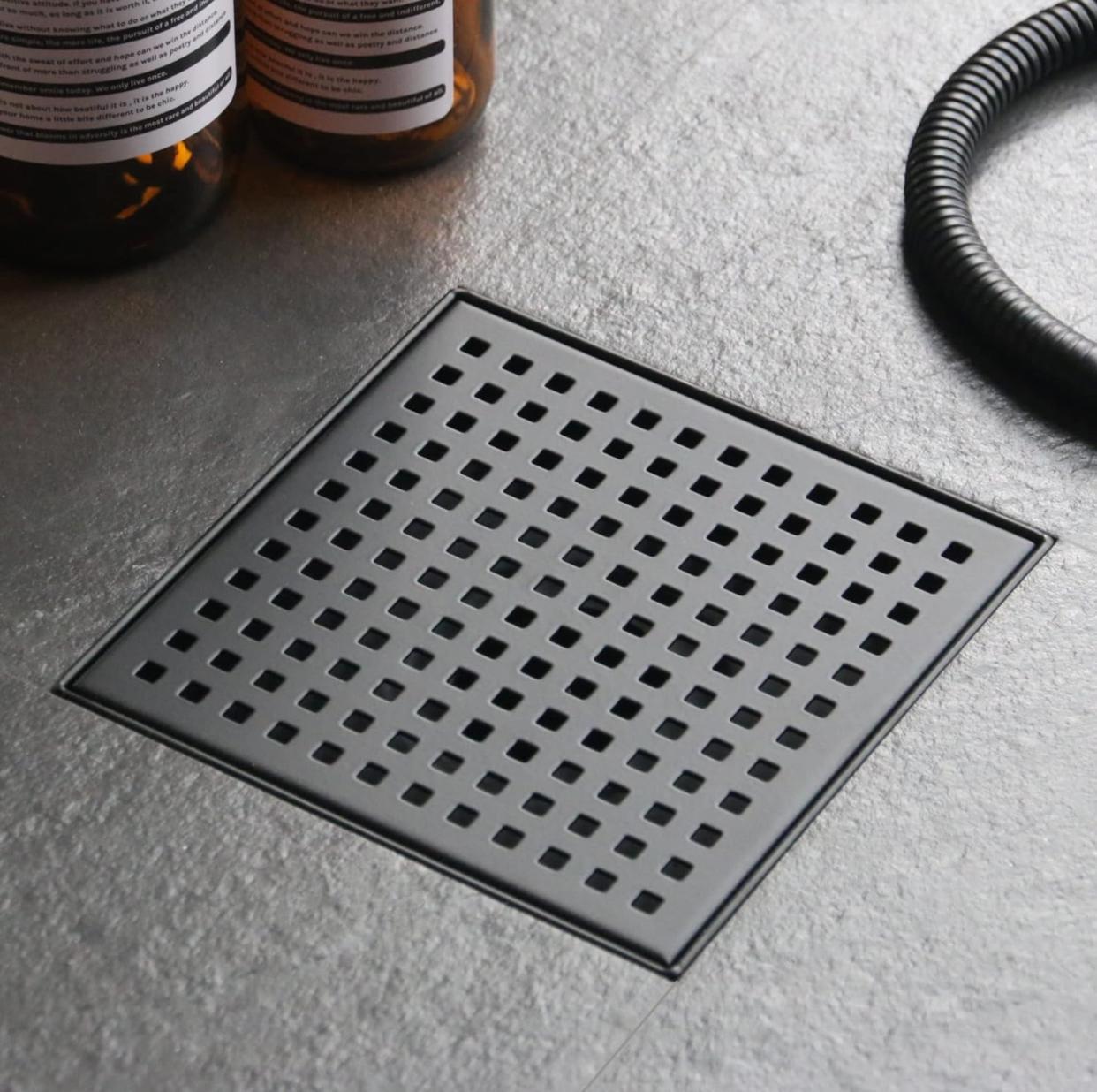 MAX Faucets | 4-Inch Matte Black Square Shower Drain – Modern, High-Performance Drainage Solution