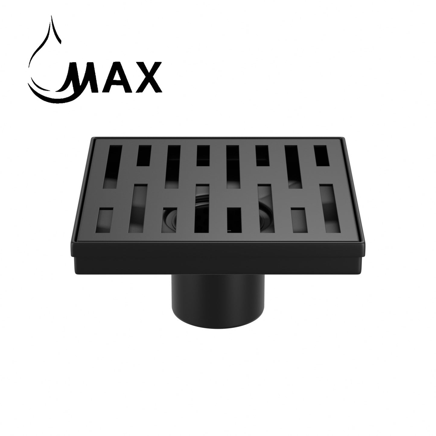 Square Shower Drain with Cover 6 Inches Matte Black