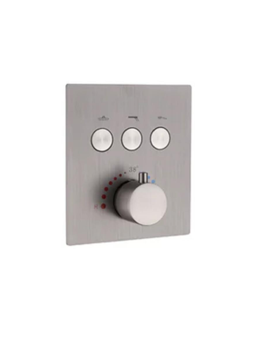 Pressure Balance Thermostatic Shower Valve With Push Buttons Three Functions Brushed Nickel
