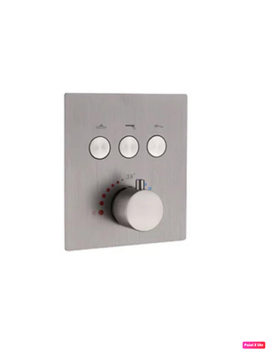 Pressure Balance Thermostatic Shower Valve With Push Buttons Three Functions Brushed Nickel