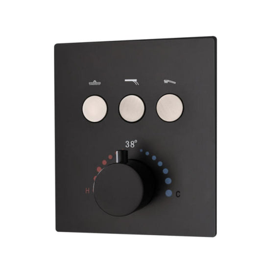 Push Buttons Pressure Balance Thermostatic Shower Valve Matte Black