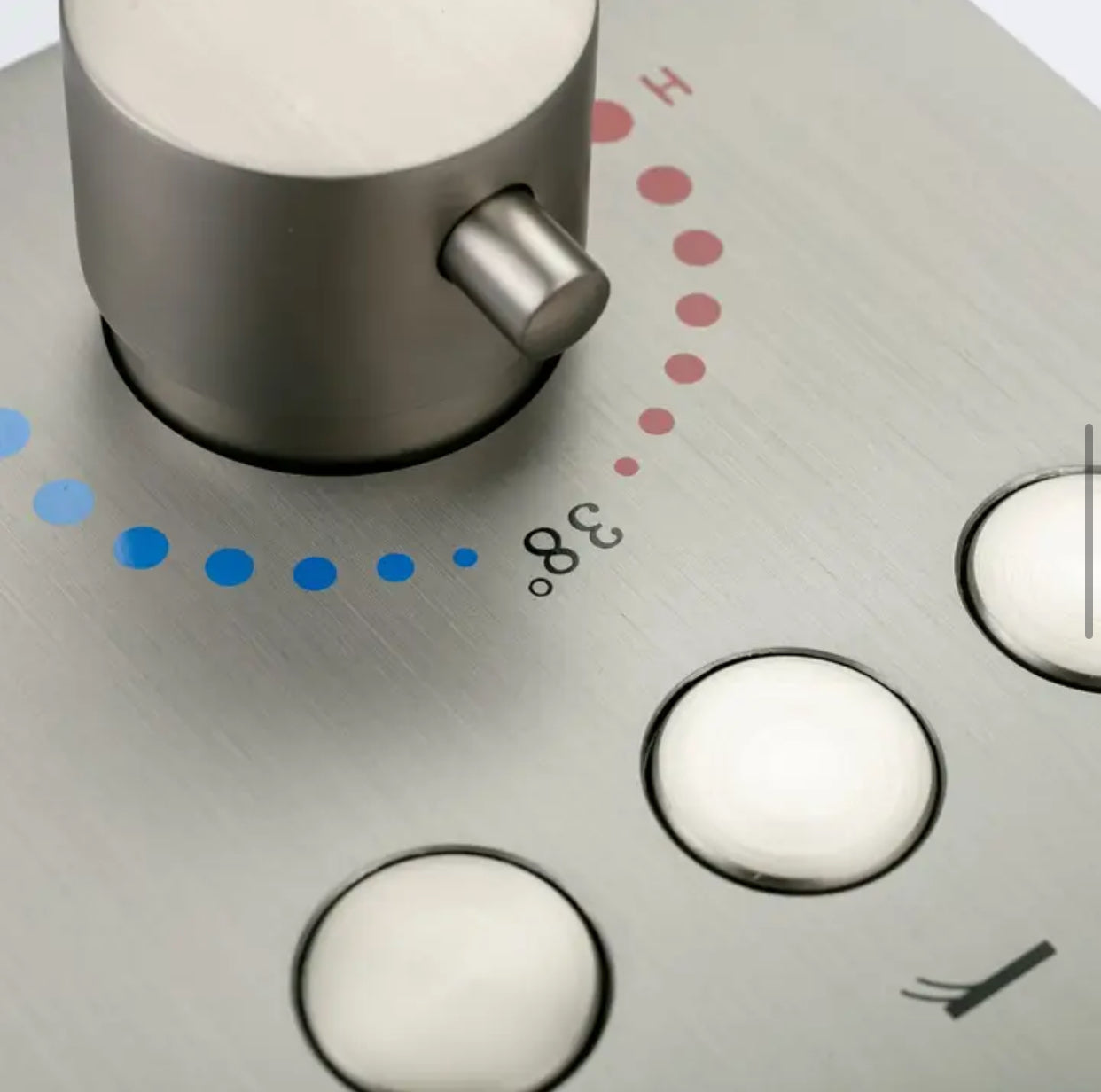 Ceiling Thermostatic Shower System Three Function Handheld With 4 Body Jets and Valve Brushed Nickel