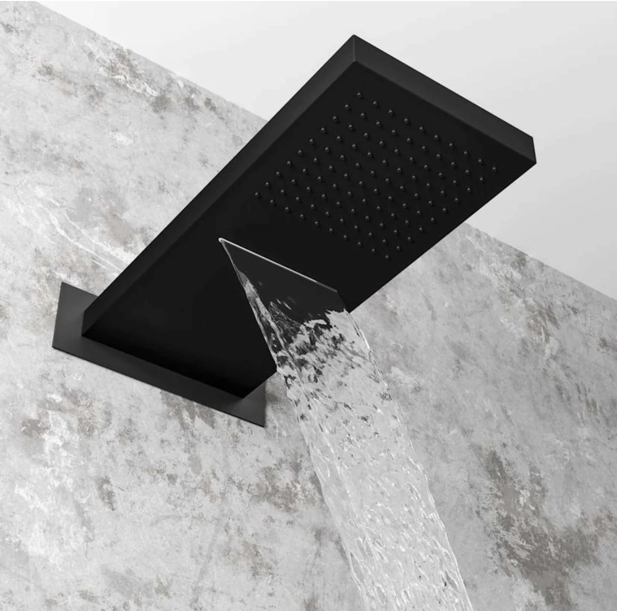 MAX Faucets 4 Function Shower System Set – with Waterfall & Rainfall Showerhead (Matte Black)