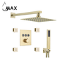 Thermostatic Shower System Three Function Handheld With 4 Body Jets and Valve Brushed Gold Finish