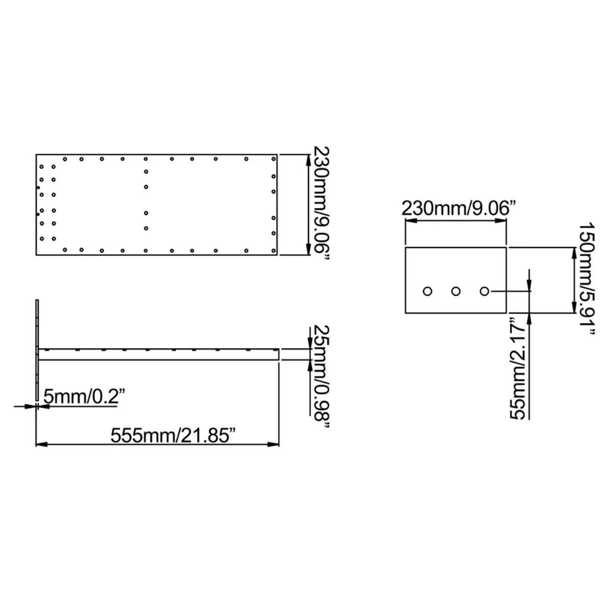 MAX Faucets 22" High-Pressure Shower Head – 2-Function Square Design, Brushed Nickel Finish