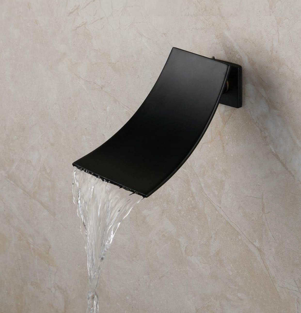 Waterfall Tub Filler Spout | Wall Mounted | Matte Black Finish