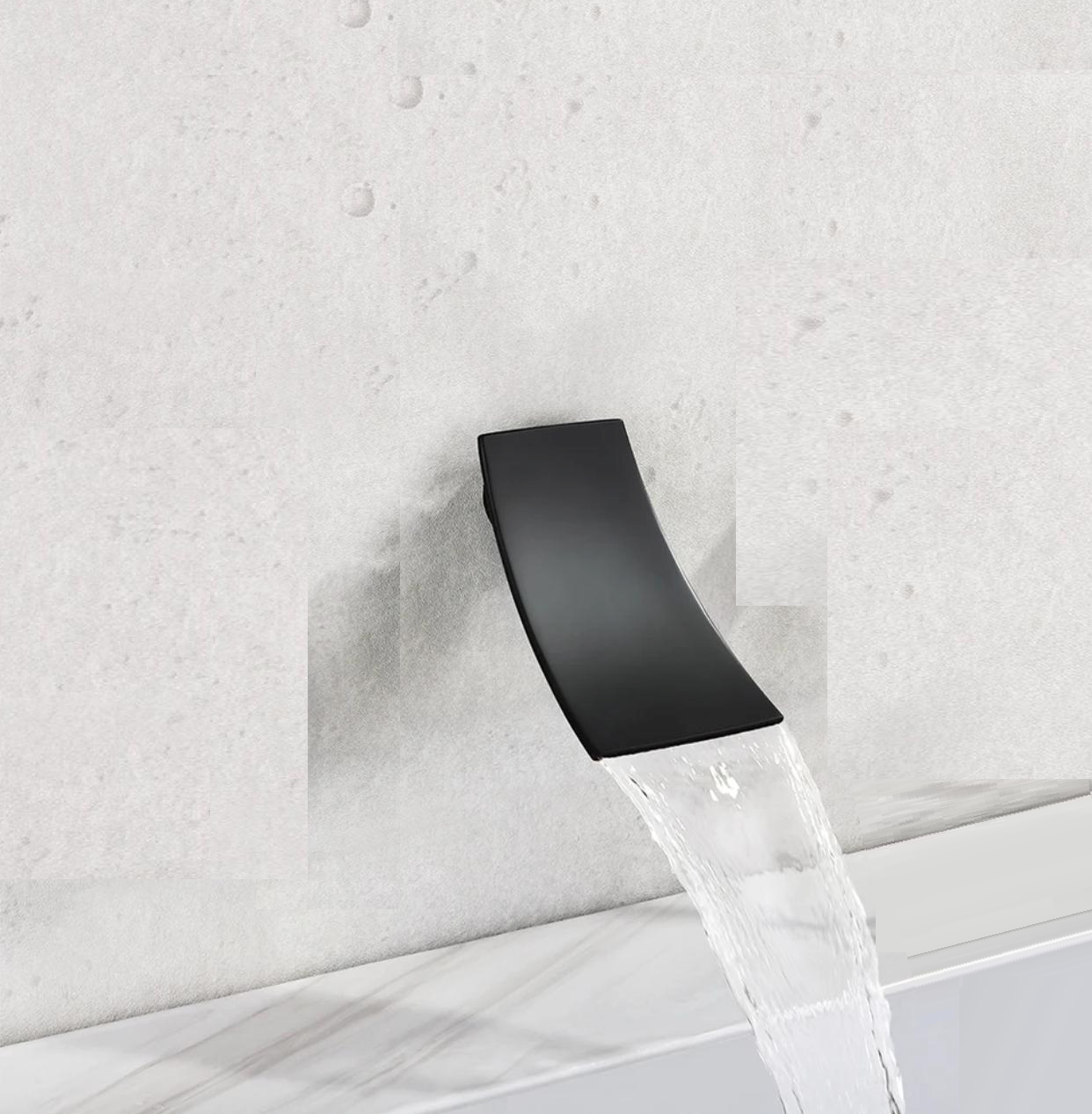 Waterfall Tub Filler Spout | Wall Mounted | Matte Black Finish