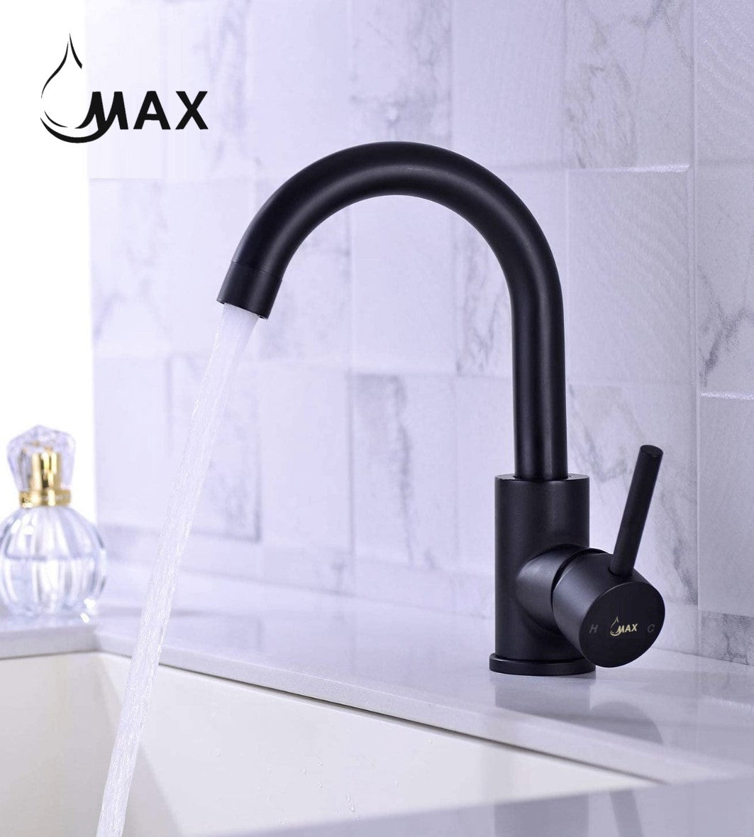 MAX Faucets | Bathroom Faucet Side Handle Swivel – Matte Black Finish