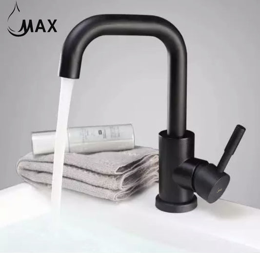 Bathroom Faucet Side Handle Swivel Spout Matte Black Finish
