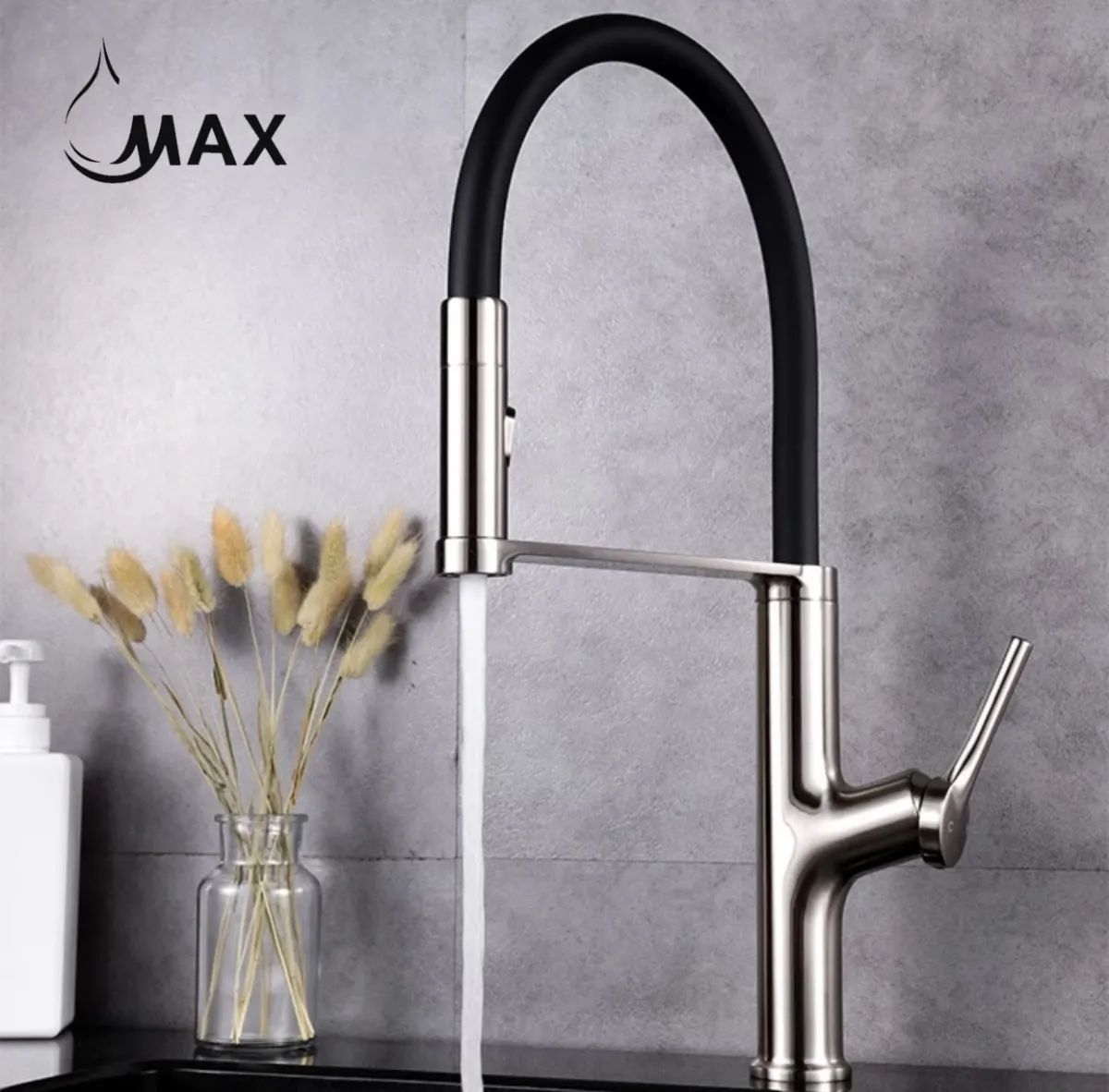Pull-Down Kitchen Faucet Single Handle Flexible Rubber 18''