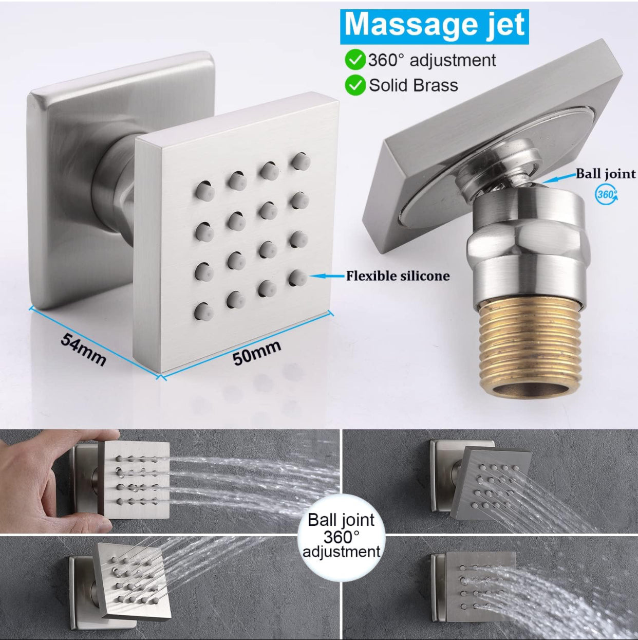 Adjustable body jets for MAX Faucets thermostatic shower system