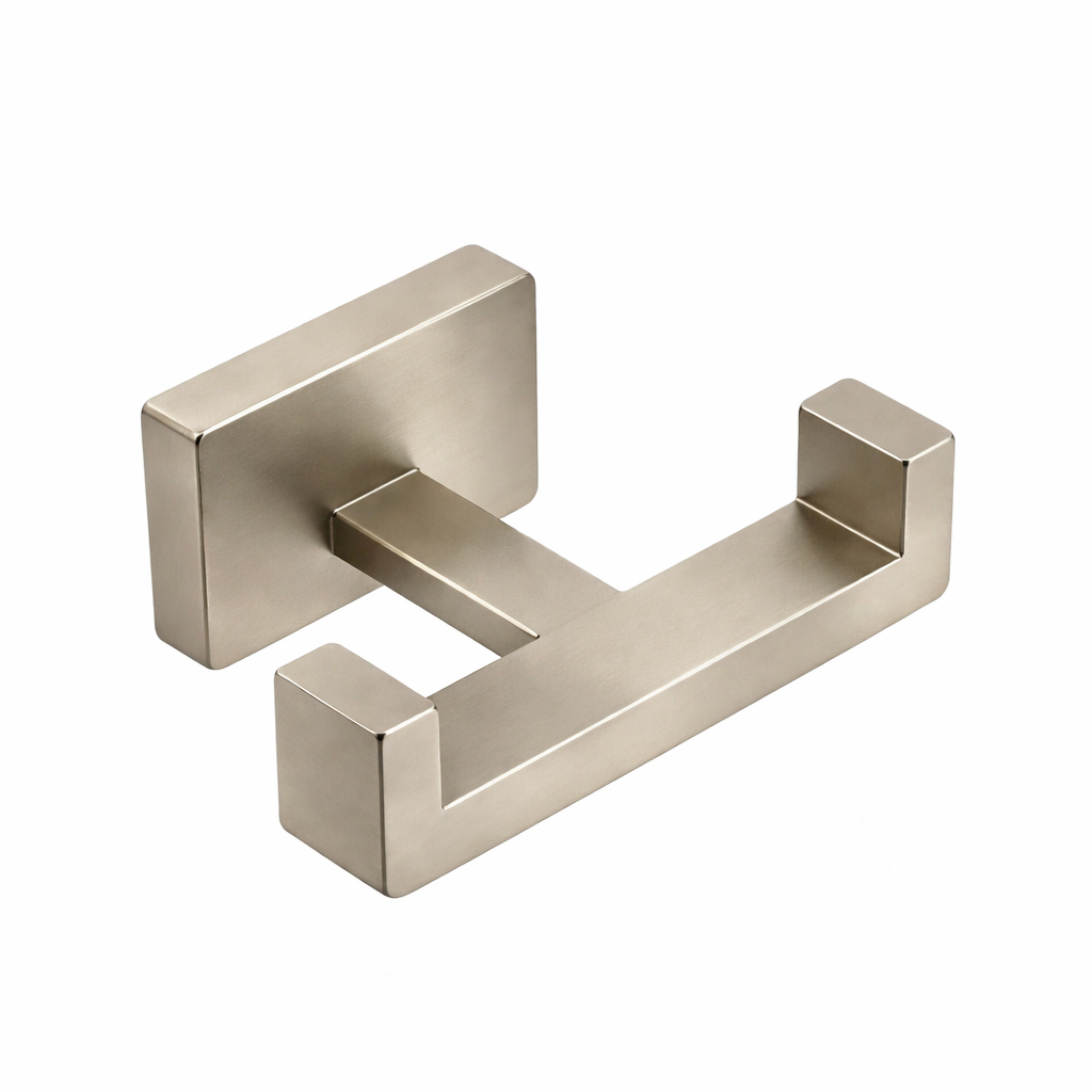 Brushed nickel stainless steel double robe hook, wall-mounted bathroom hook by MAX Faucets for towels and robes