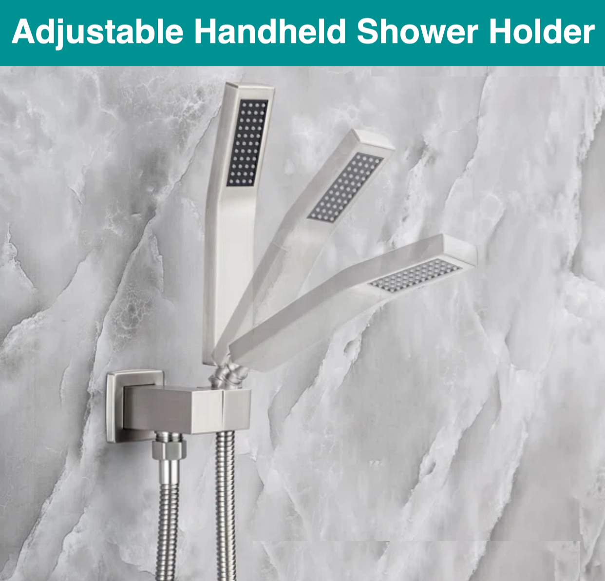 Brushed nickel handheld shower sprayer with flexible hose