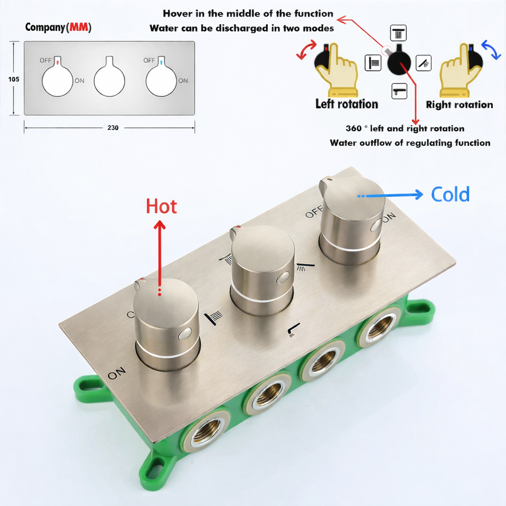 MAX Faucets cUPC certified pressure balance valve with brushed nickel control knobs mix water 