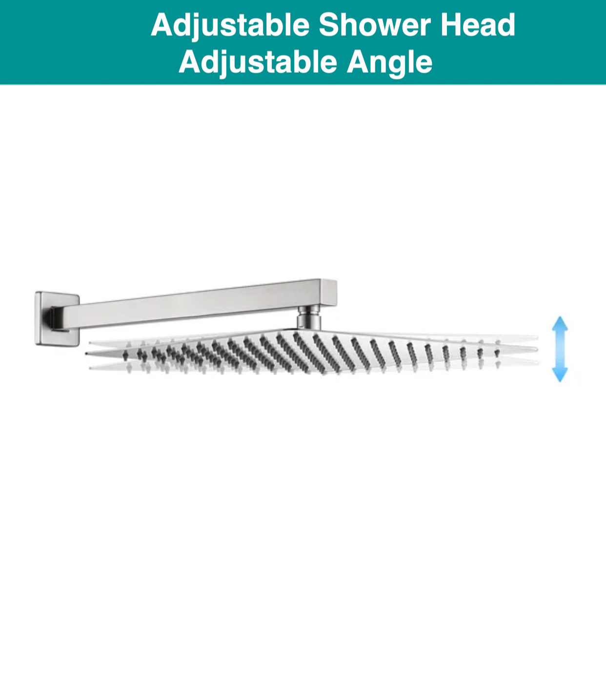 Square brushed nickel rainfall shower head by MAX Faucets