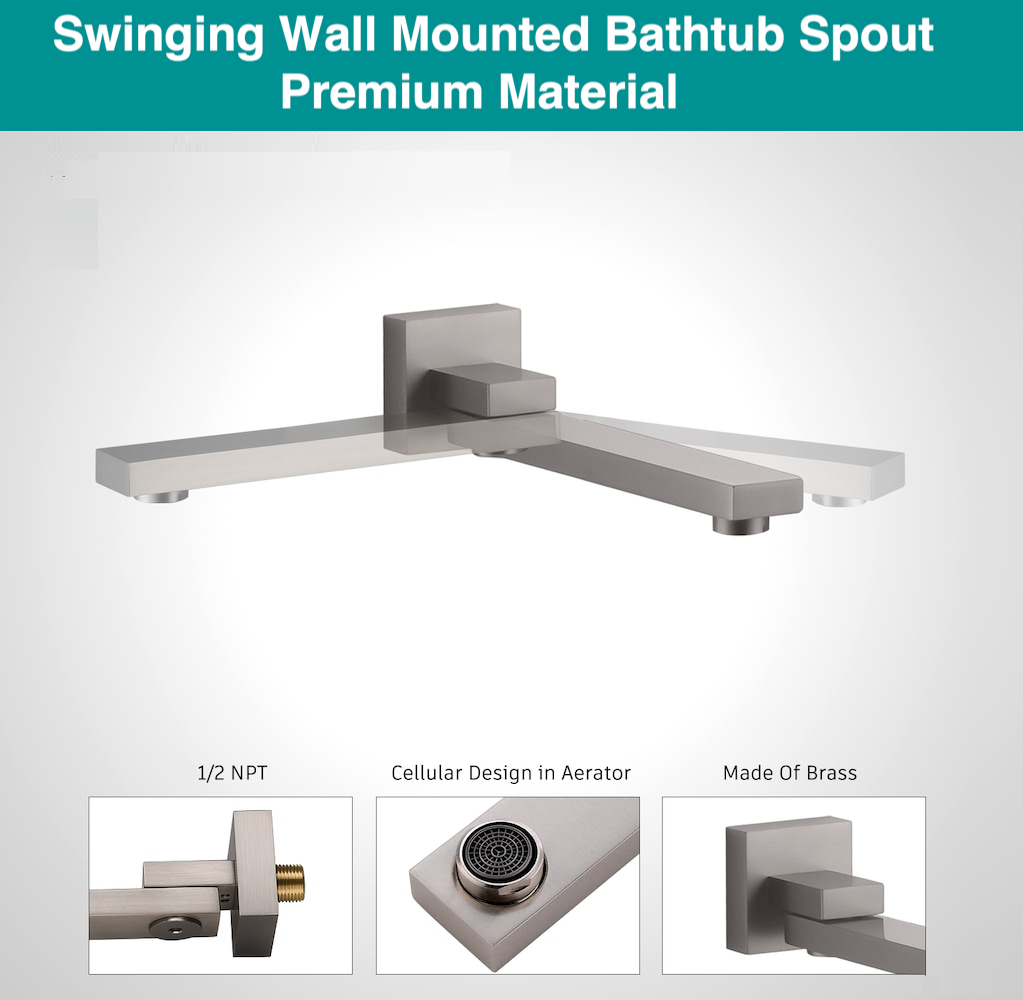 swinging wall mounted bathtub spout brushed nickel
