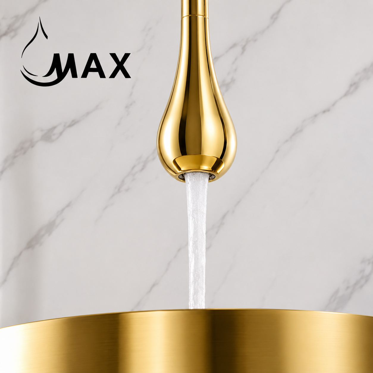MAX Faucets Smart Touchless Ceiling-Mounted Bathroom Faucet – Shiny Gold Finish
