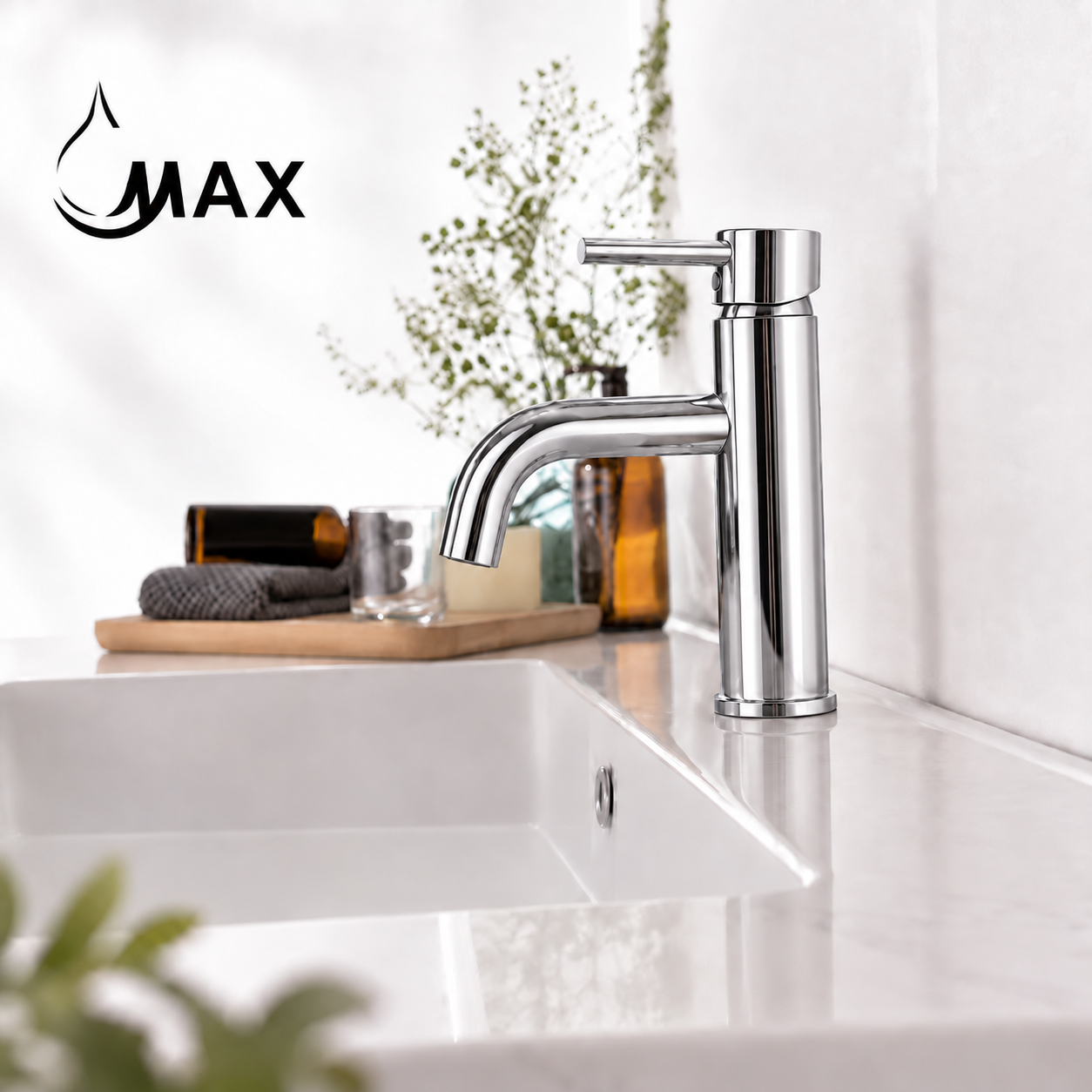 MAX Faucets single-handle bathroom faucet with long spout in chrome 