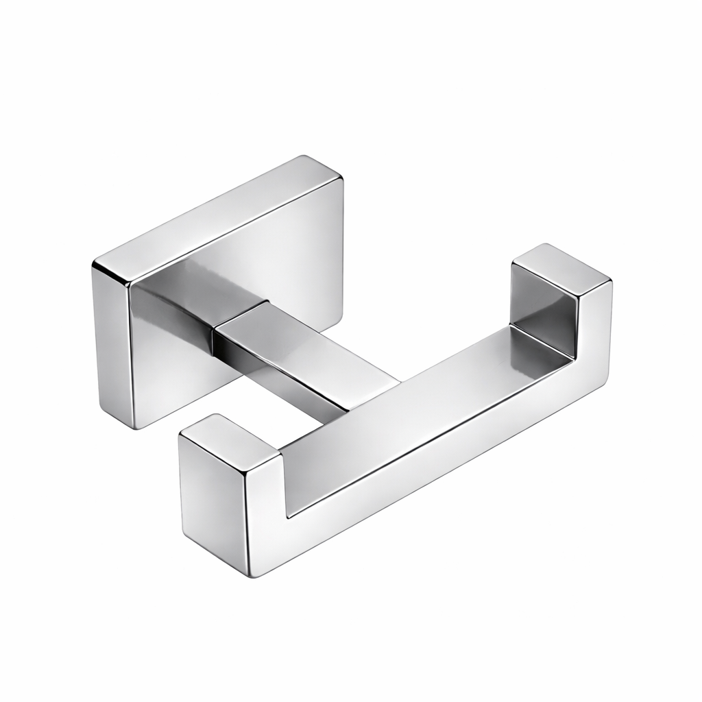 Chrome stainless steel double robe hook, wall-mounted bathroom hook by MAX Faucets for towels and robes