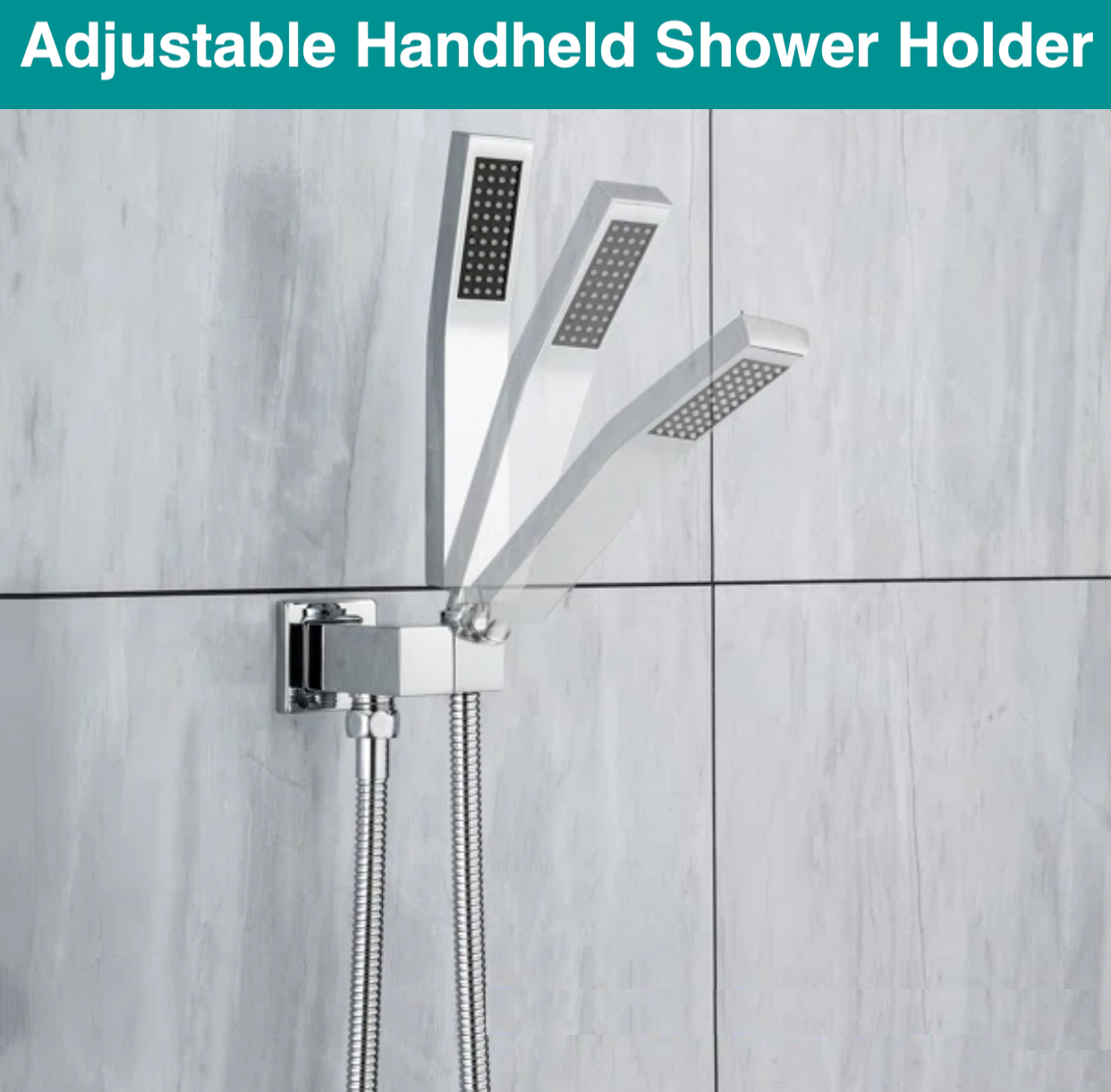 Chrome handheld shower with stainless steel hose included in MAX Faucets ceiling shower system