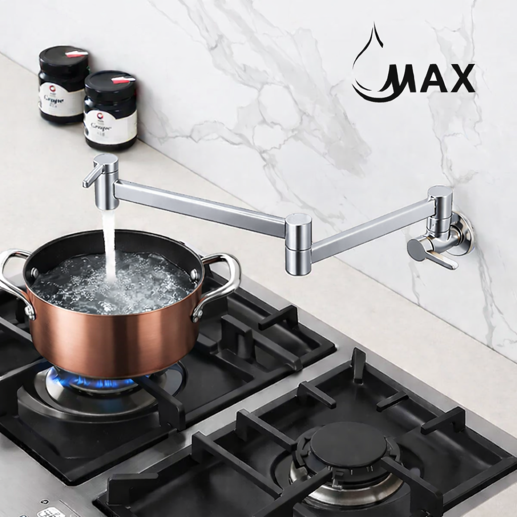 Pot Filler Faucet Double Handle Classic Wall Mounted 20" With Accessories Chrome Finish