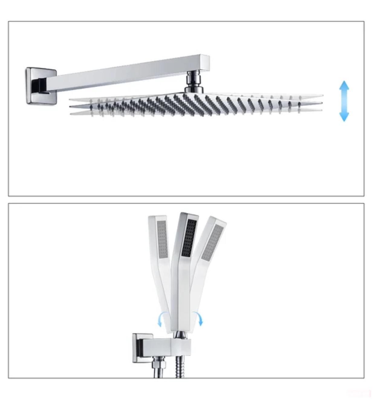 Thermostatic Shower System Set Three Functions With Push Buttons And Pressure Balance Valve Chrome Finish
