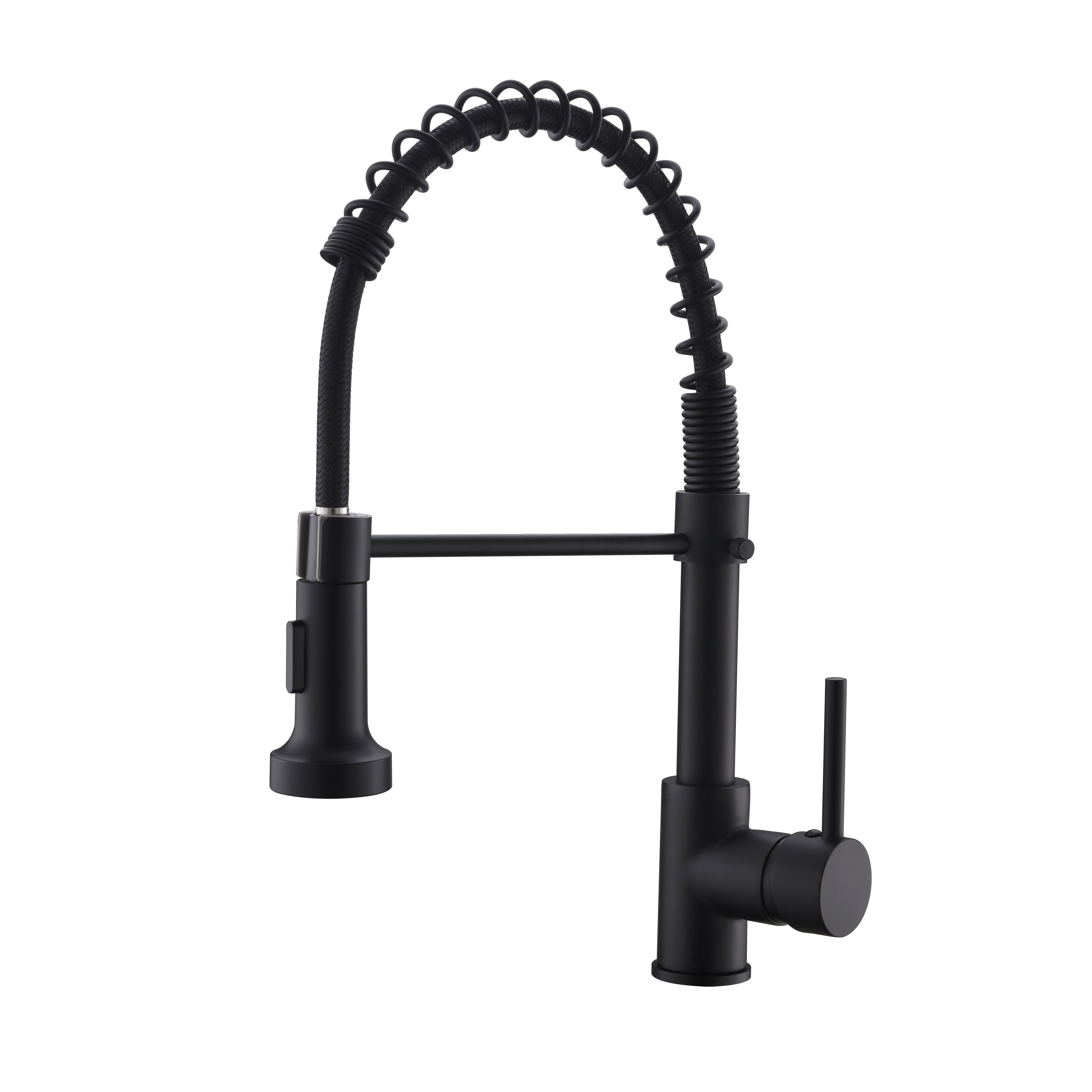 MAX Faucets | Pull-Down Spiral Flexible Kitchen Faucet – 16.5" Matte Black Finish