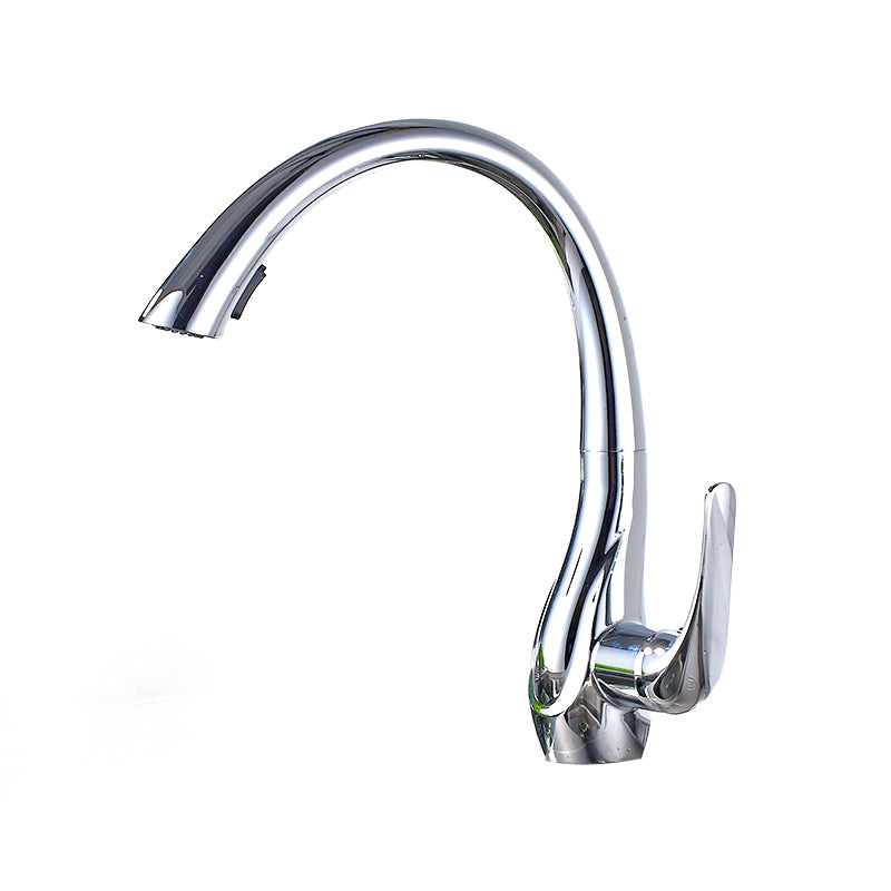 Gooseneck Kitchen Faucet Pull-Out Single Handle 14" Chrome Finish