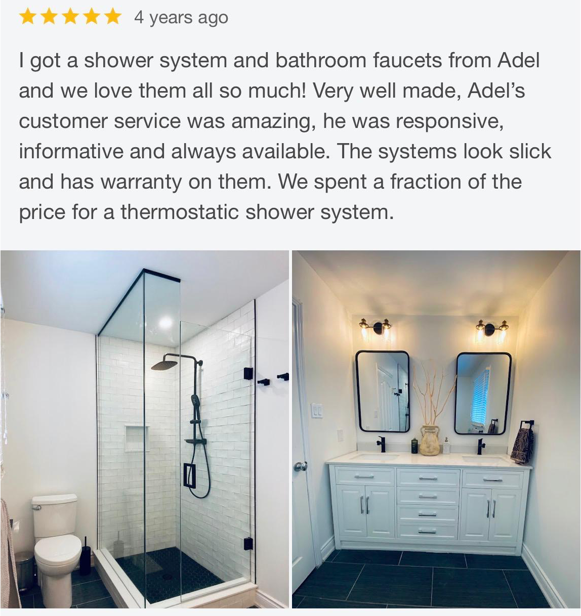 Customer Google review praising MAX Faucets Canada for high quality kitchen faucets