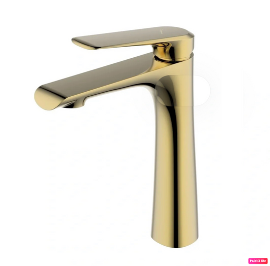 Vessel Sink Bathroom Faucet Ultra Thin Spout 10" Brushed Gold Finish