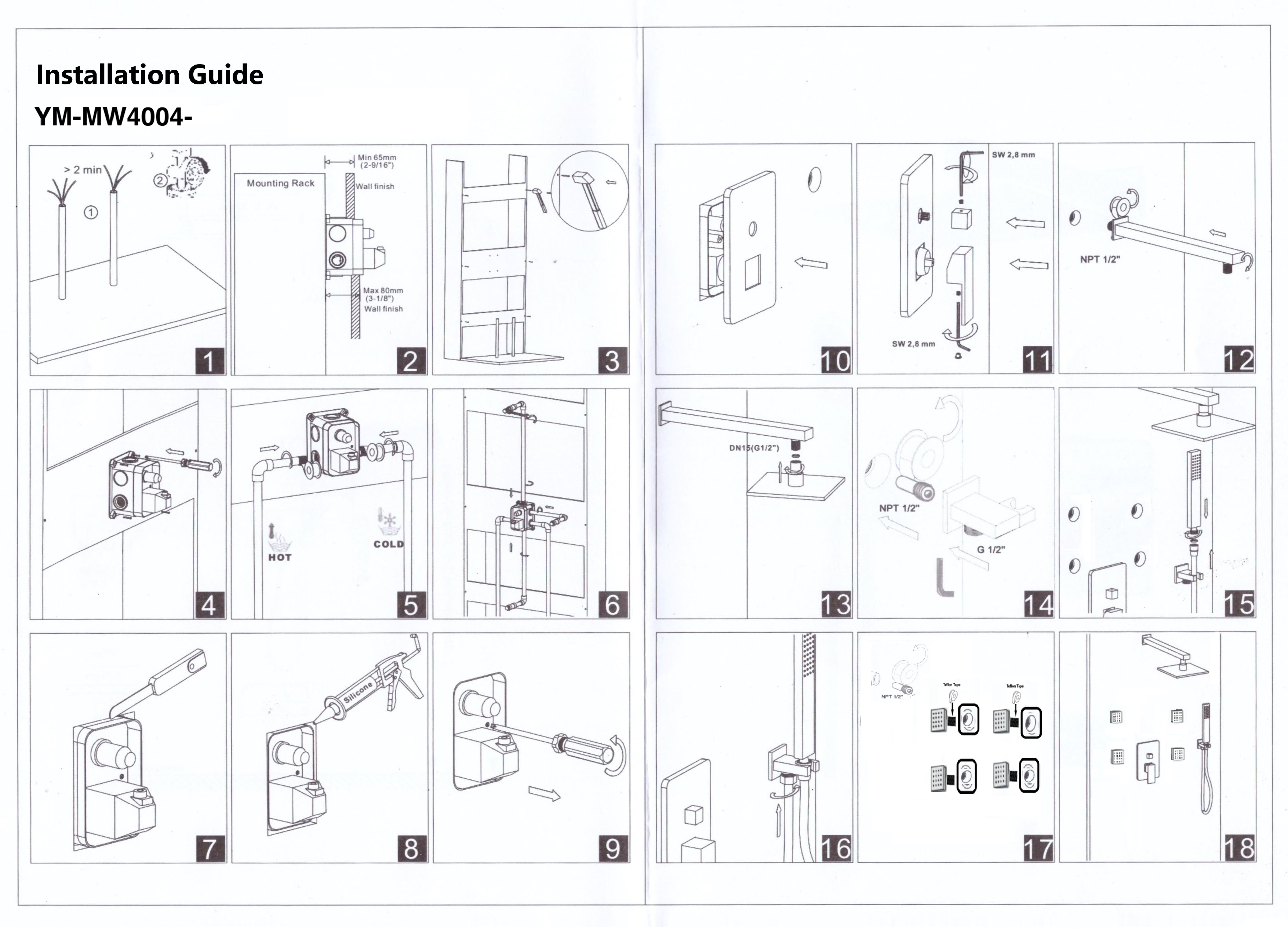 installation-gouid-Complete brushed gold shower system