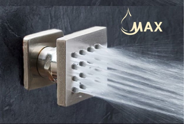 MAX Faucets Ceiling-Mounted Shower System Set – Three Functions with 4 Body Jets and Handheld, Brushed Nickel Finish