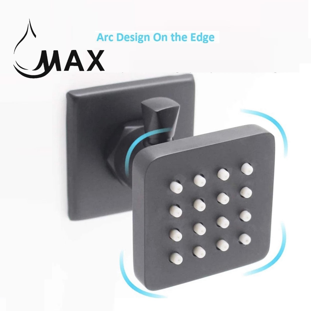 Rainfall Shower Body Jet Massage with Off Position – Matte Black Finish | MAX Faucets